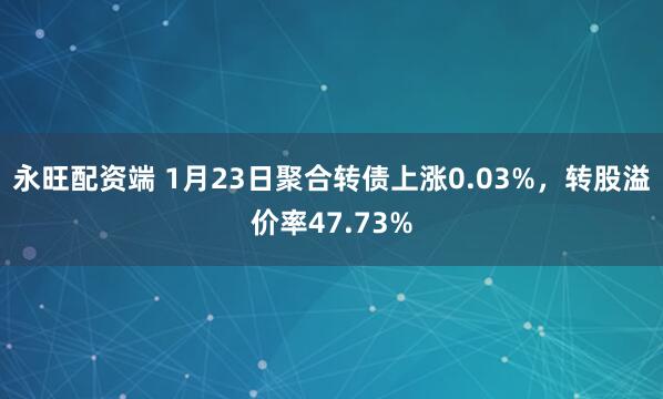 永旺配资端 1月23日聚合转债上涨0.03%，转股溢价率47.73%